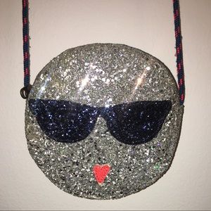 Girls J. Crew Crewcuts cool glitter Emoji Purse